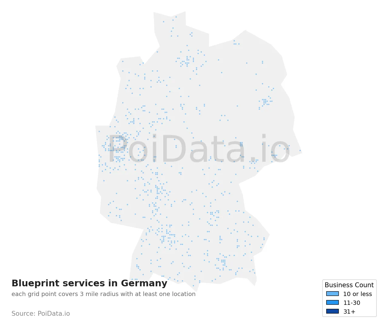 Blueprint service density map for Germany