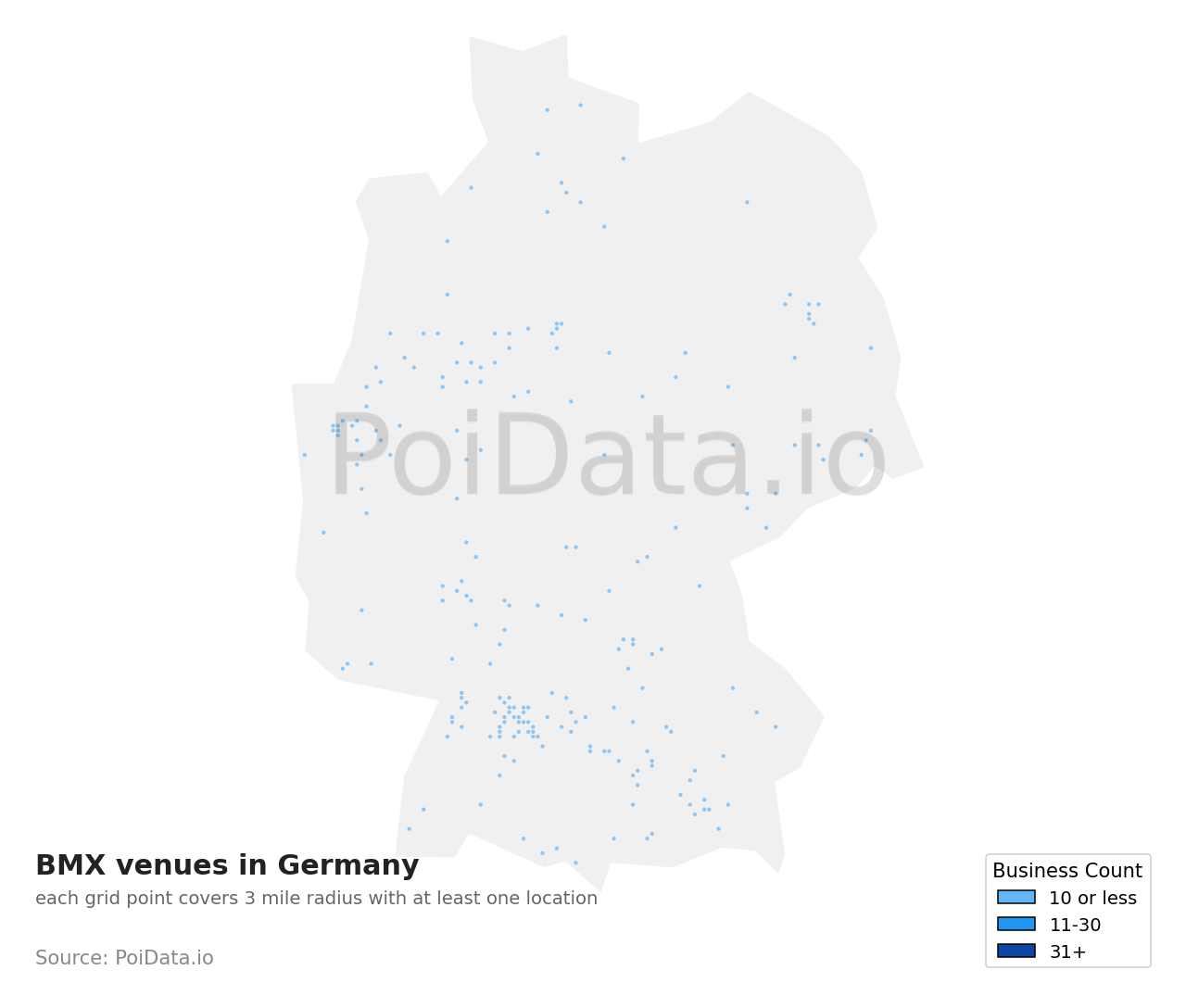 BMX venue density map for Germany