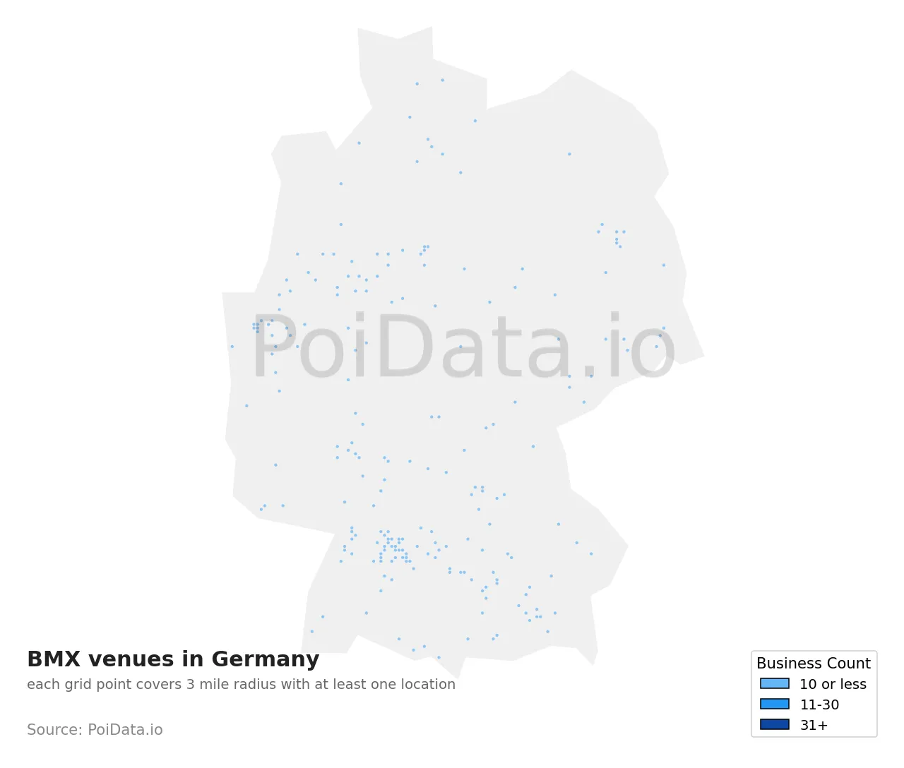 BMX venue density map for Germany