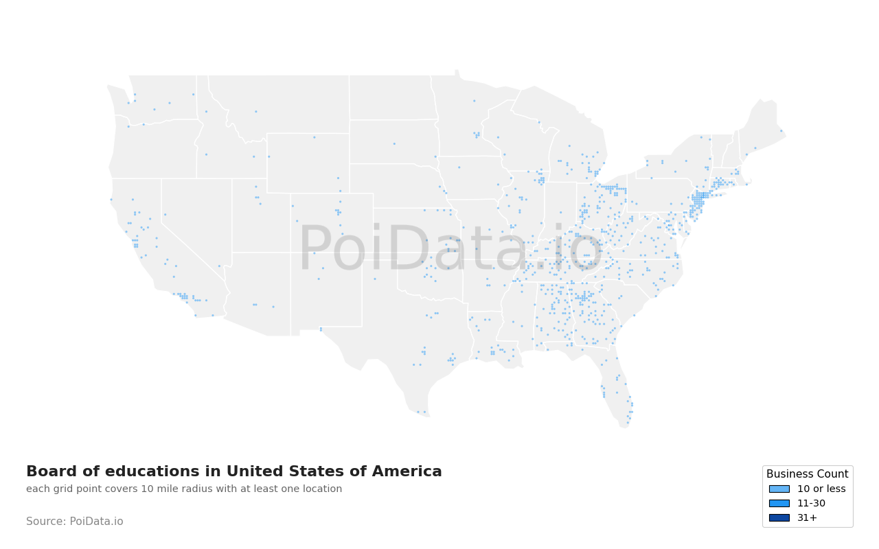 Board of education density map for Colorado, United States