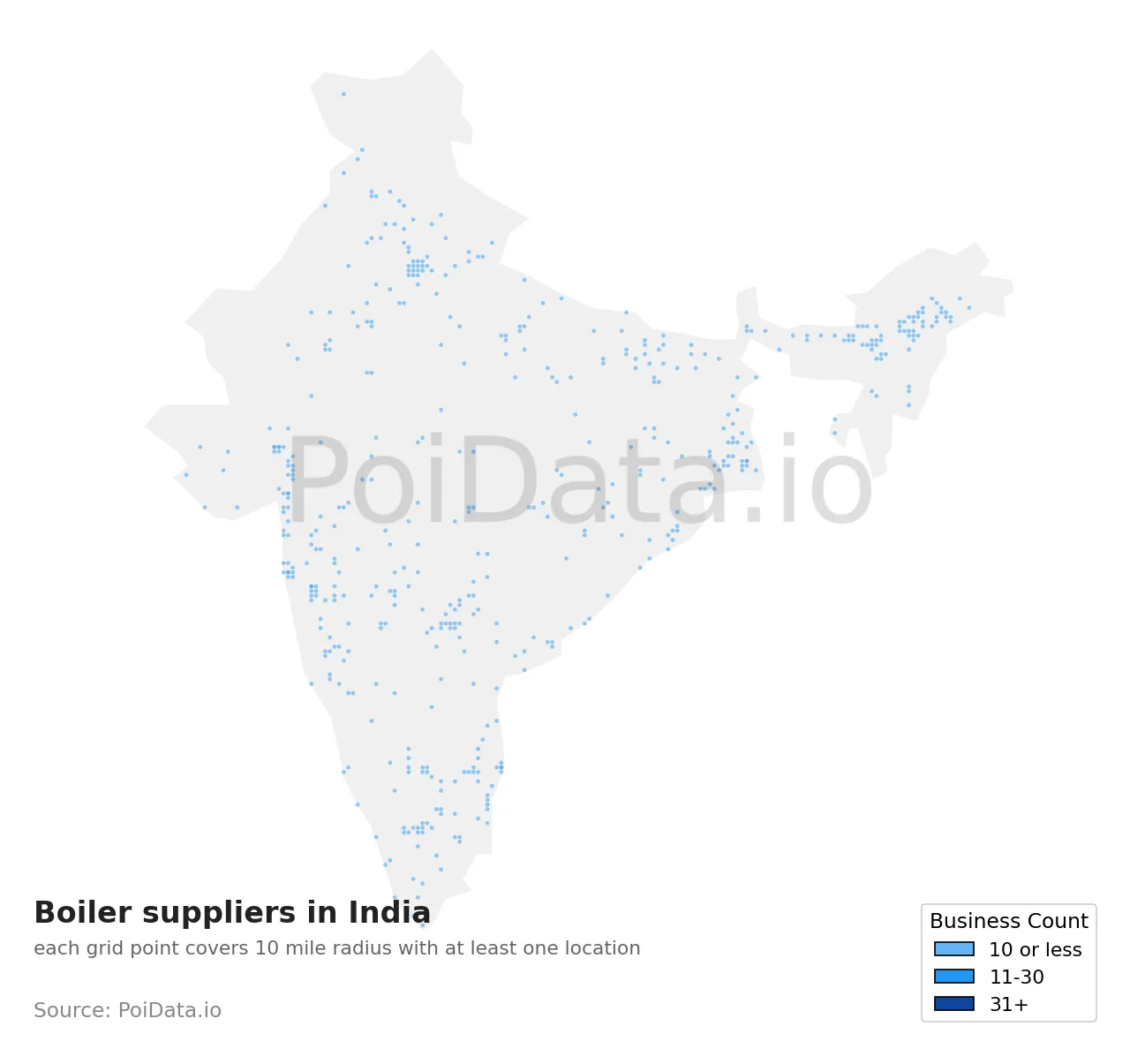 Boiler supplier density map for India