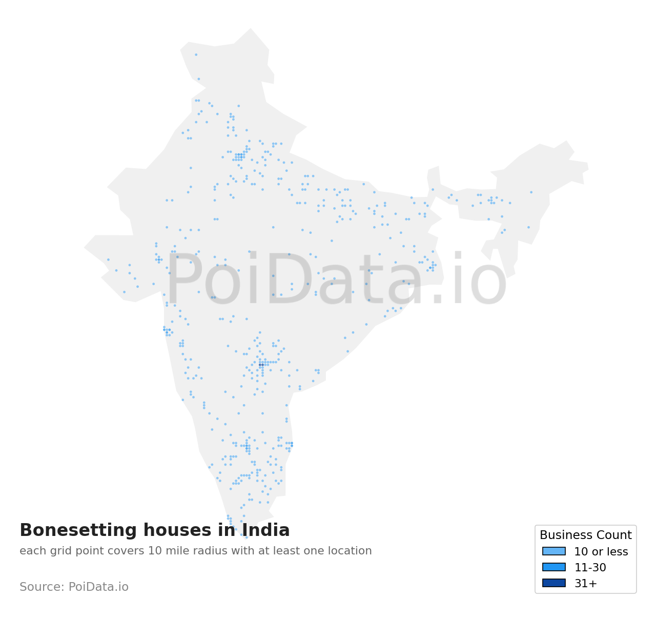 Bonesetting house density map for India