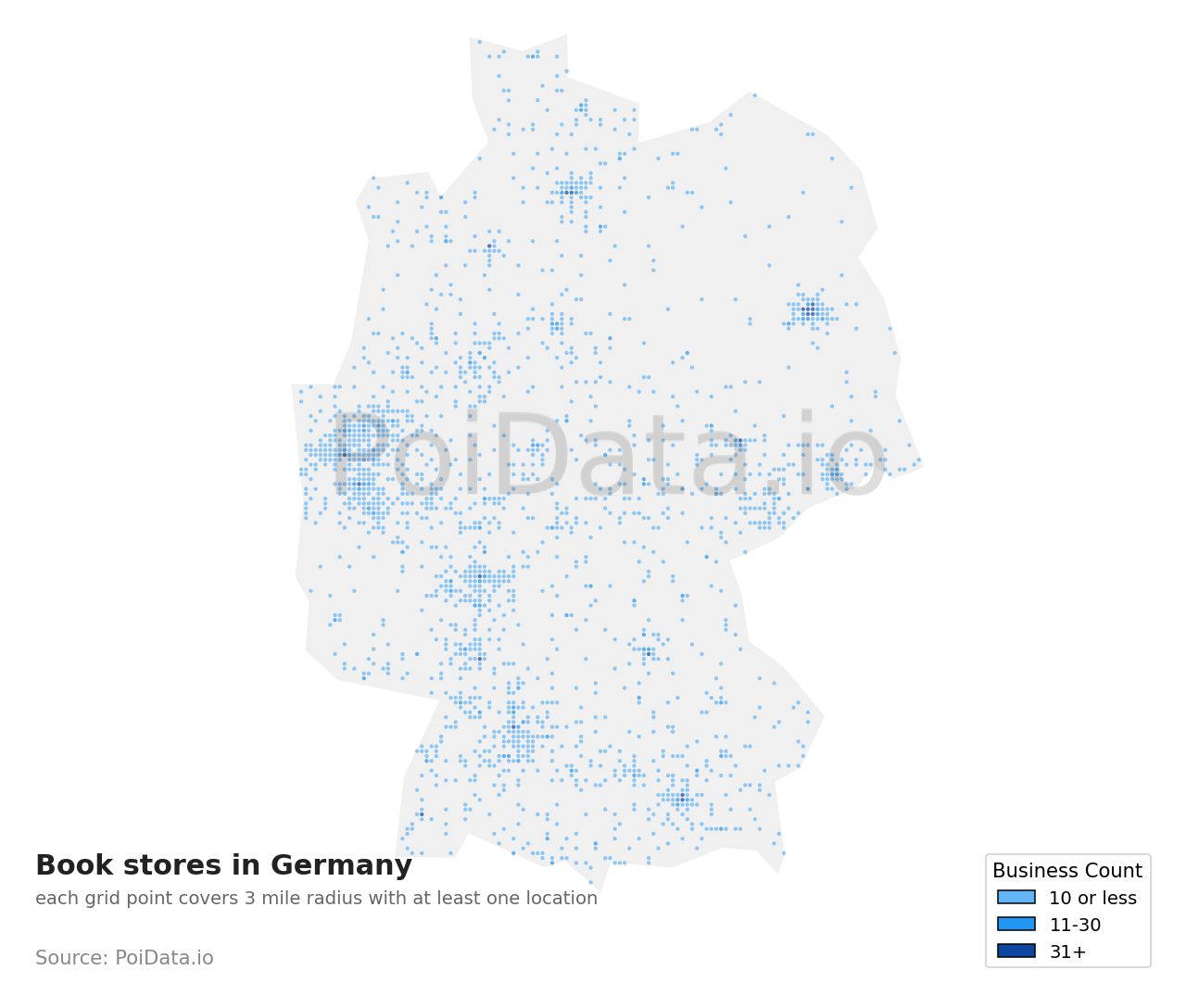 Book store density map for Germany