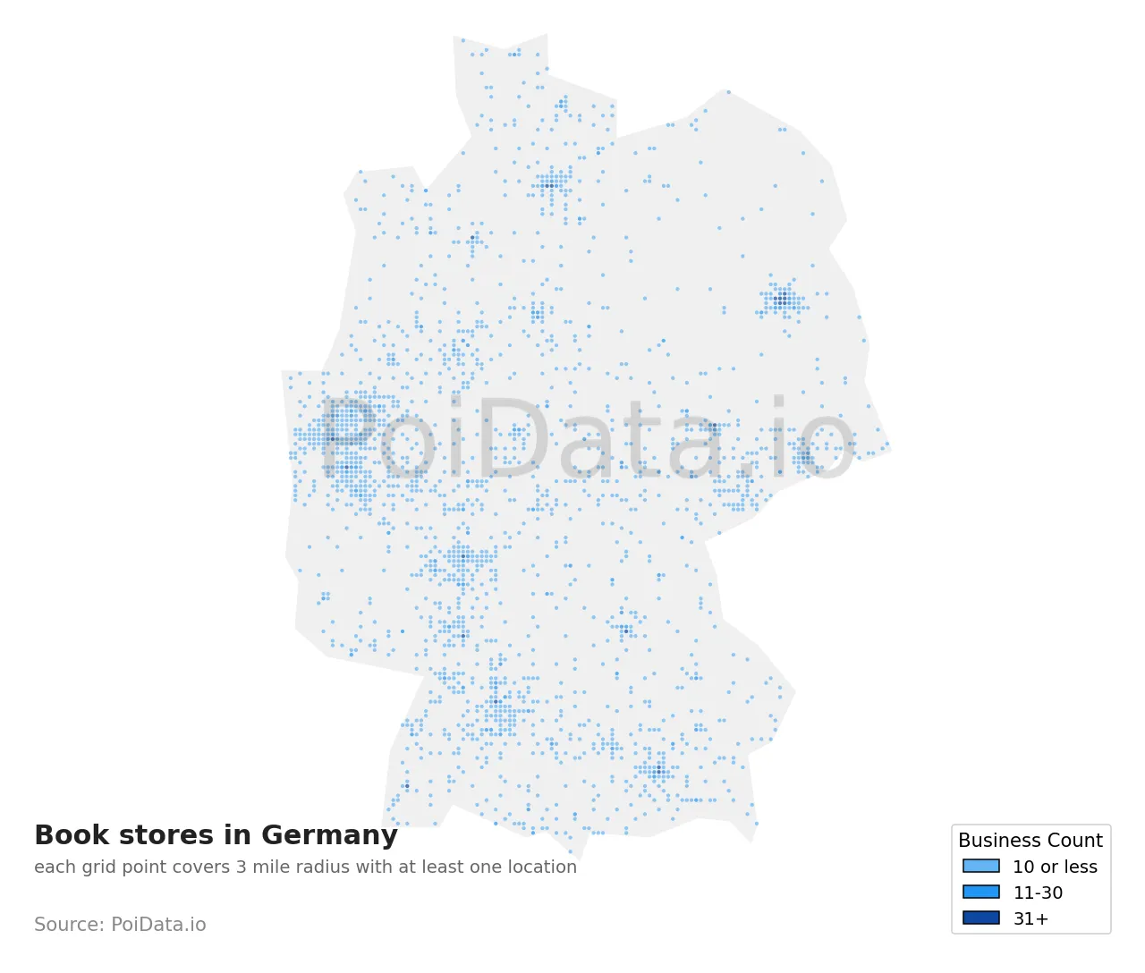 Book store density map for Germany