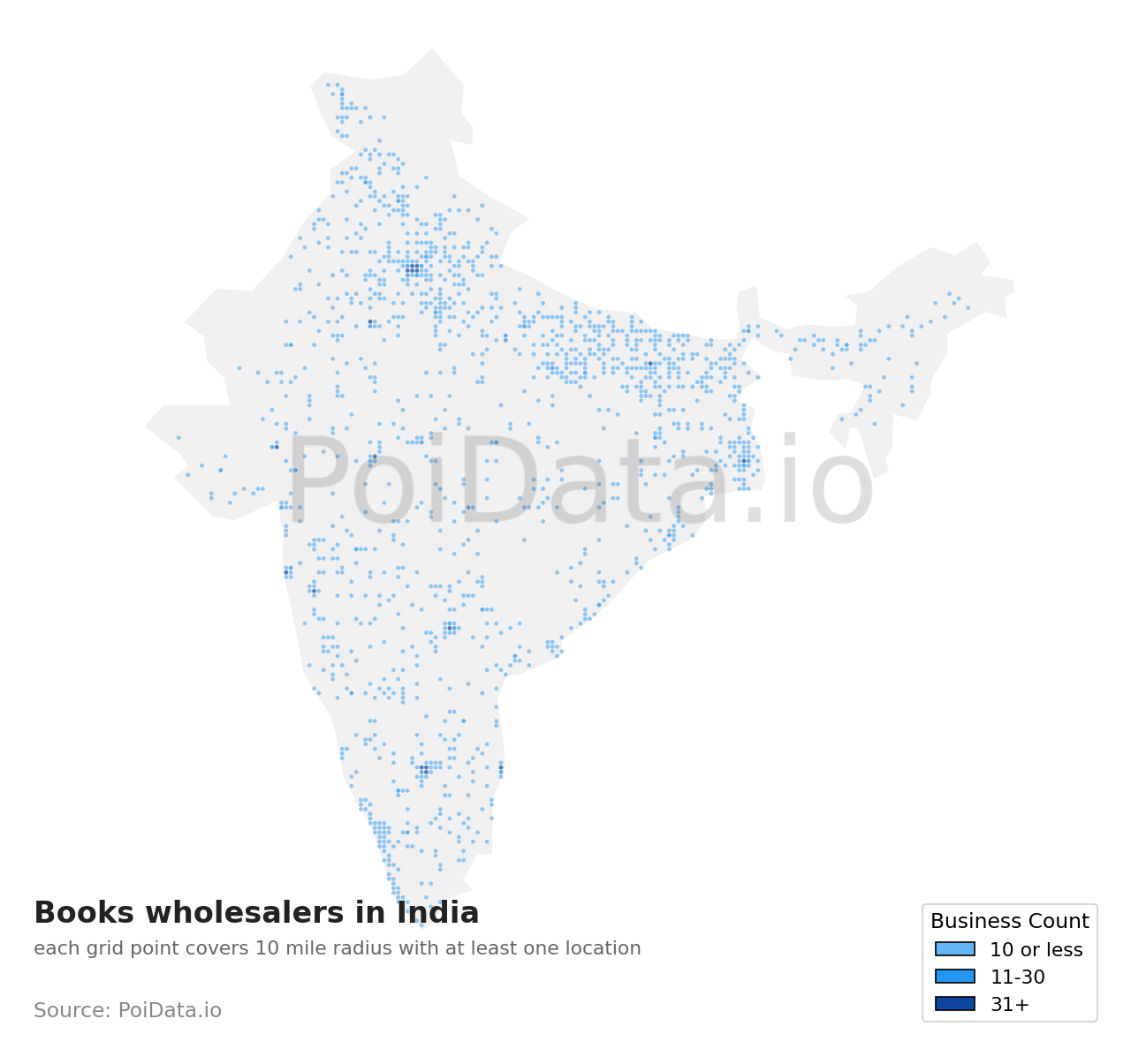 Books wholesaler density map for India