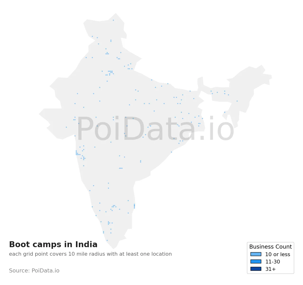 Boot camp density map for India