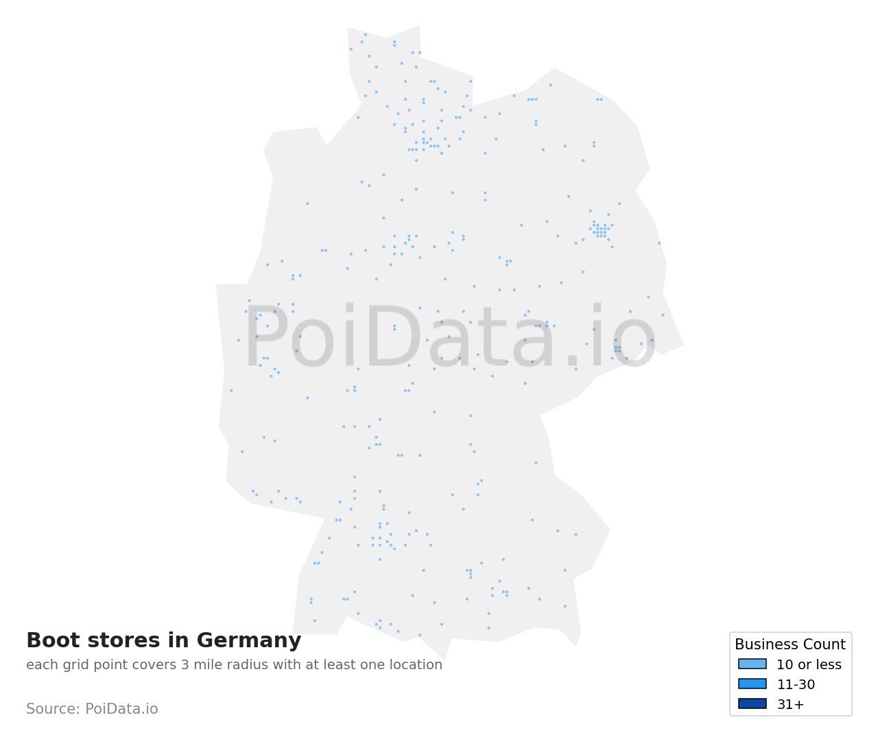 Boot store density map for Germany