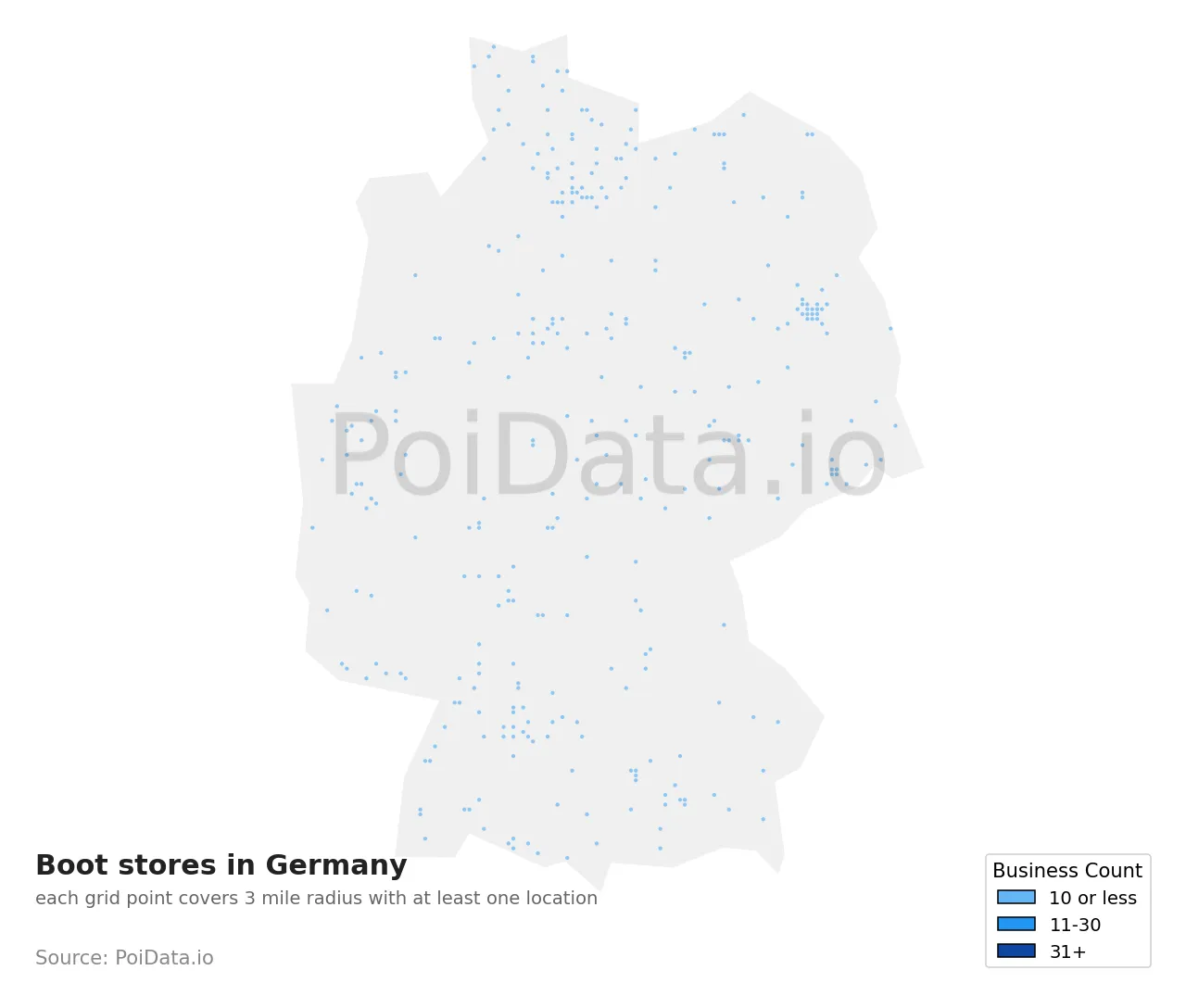 Boot store density map for Germany