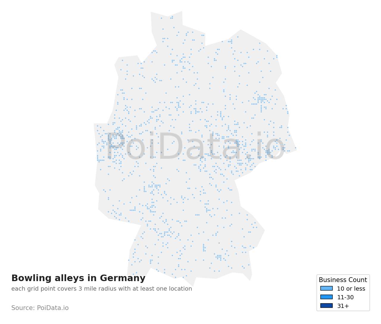Bowling alley density map for Germany