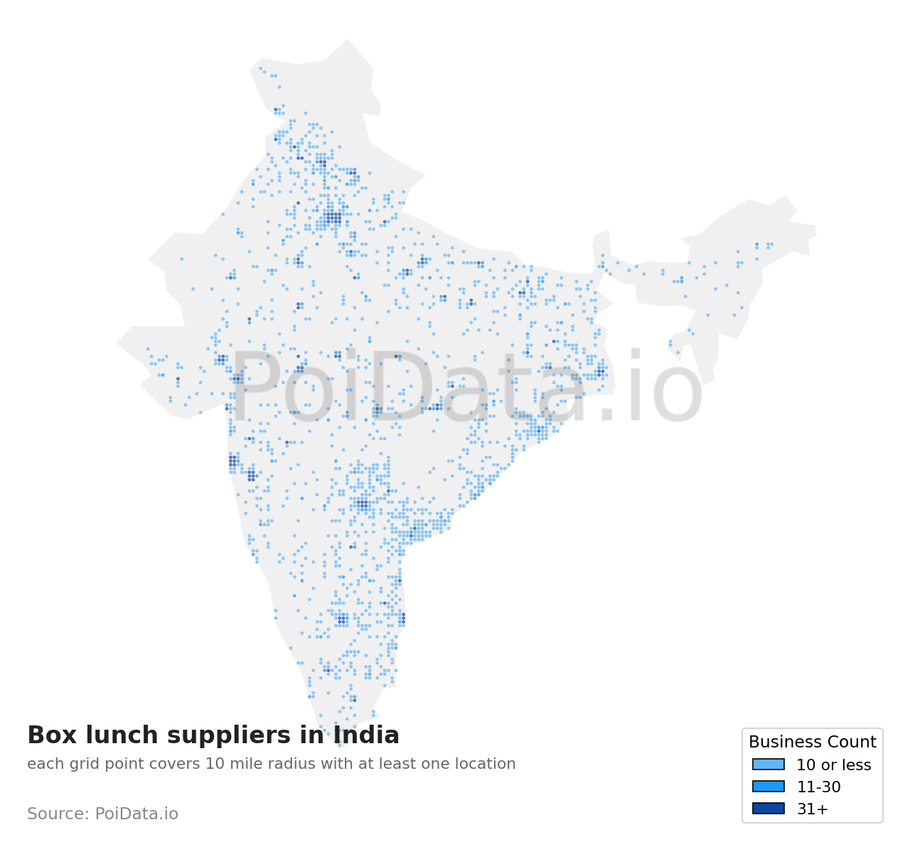 Box lunch supplier density map for India