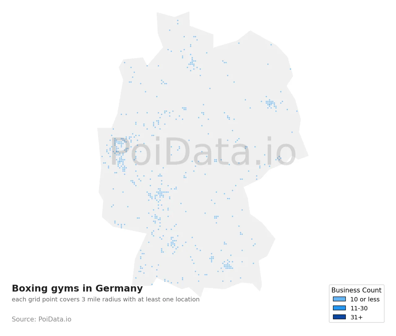 Boxing gym density map for Germany