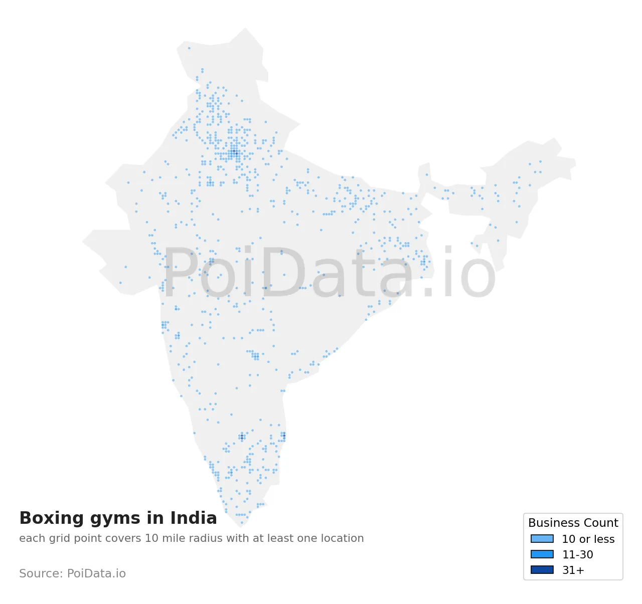 Boxing gym density map for India
