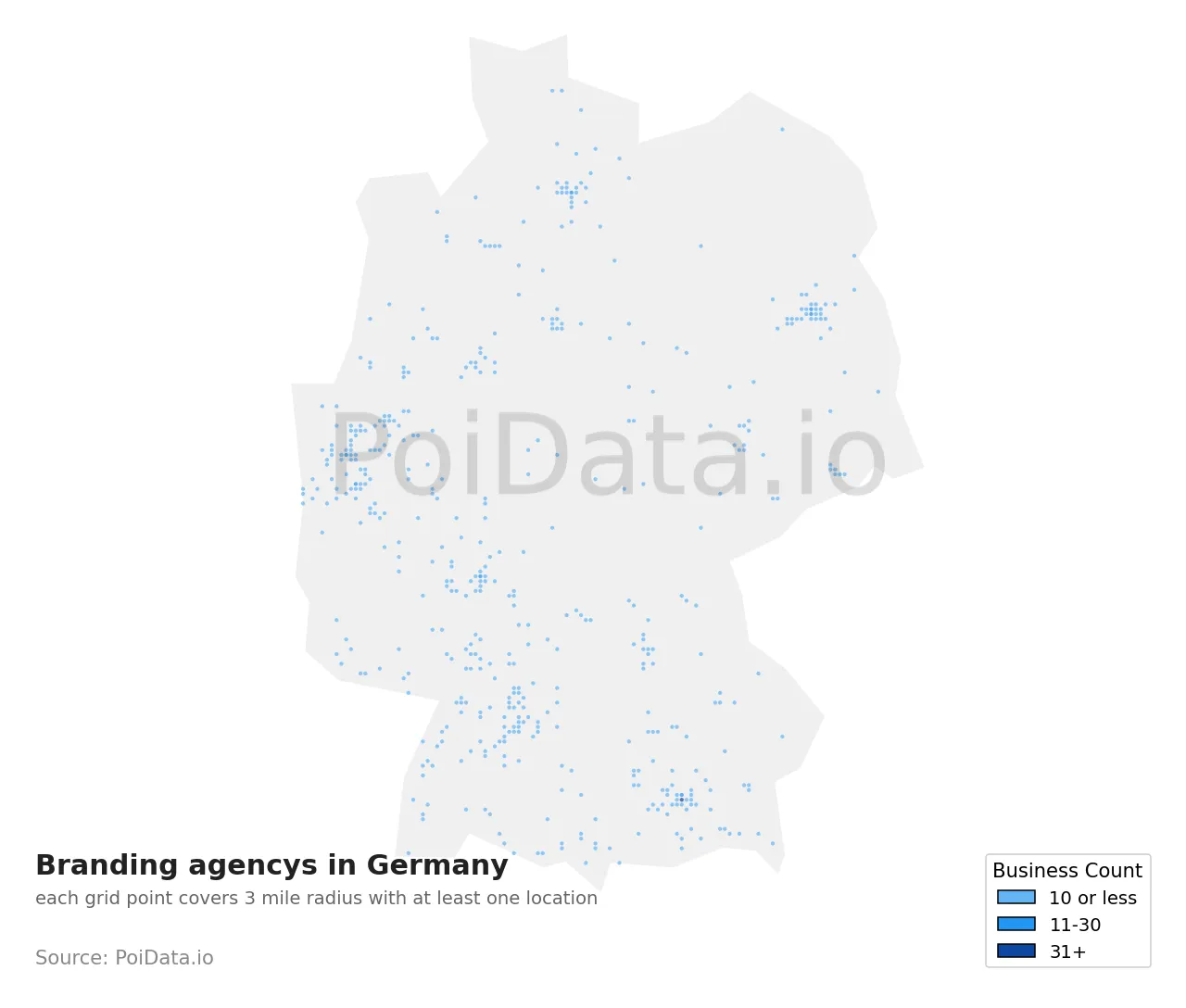 Branding agency density map for Germany