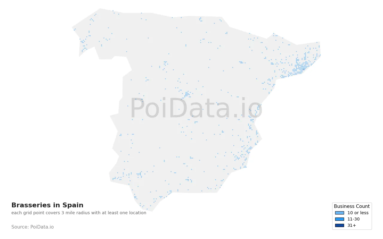 Brasserie density map for Spain