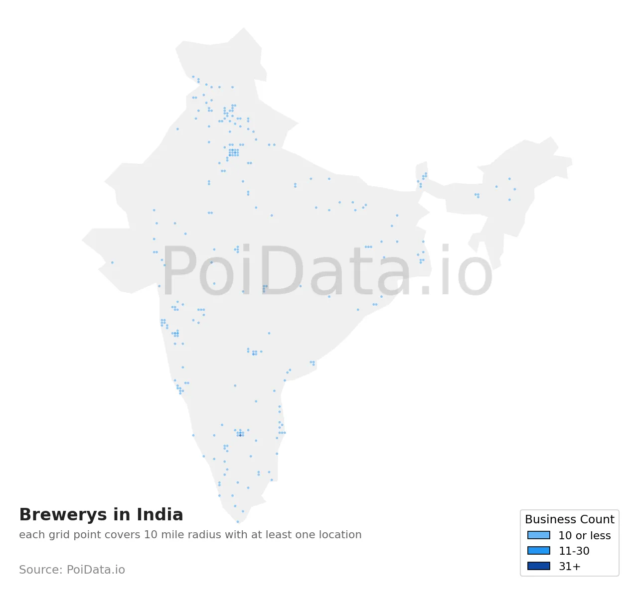 Brewery density map for India