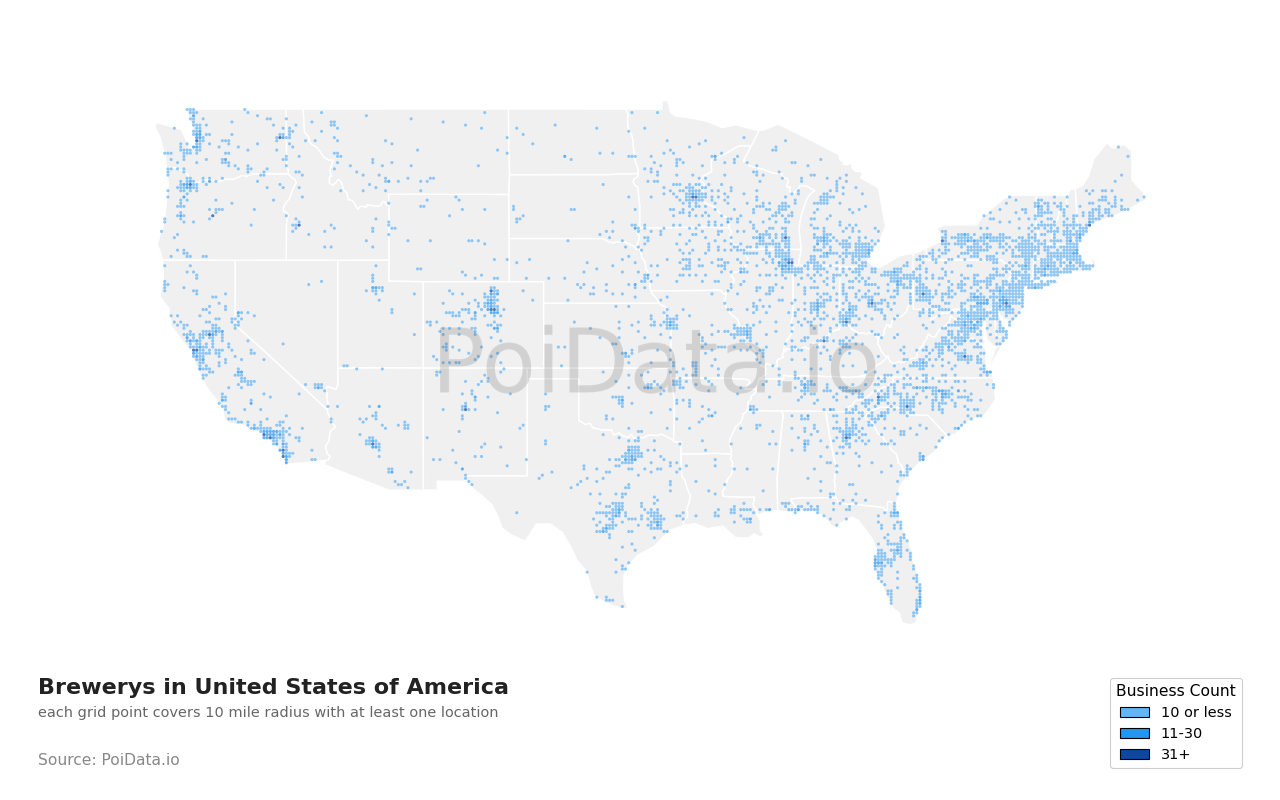 Brewery density map for Colorado, United States