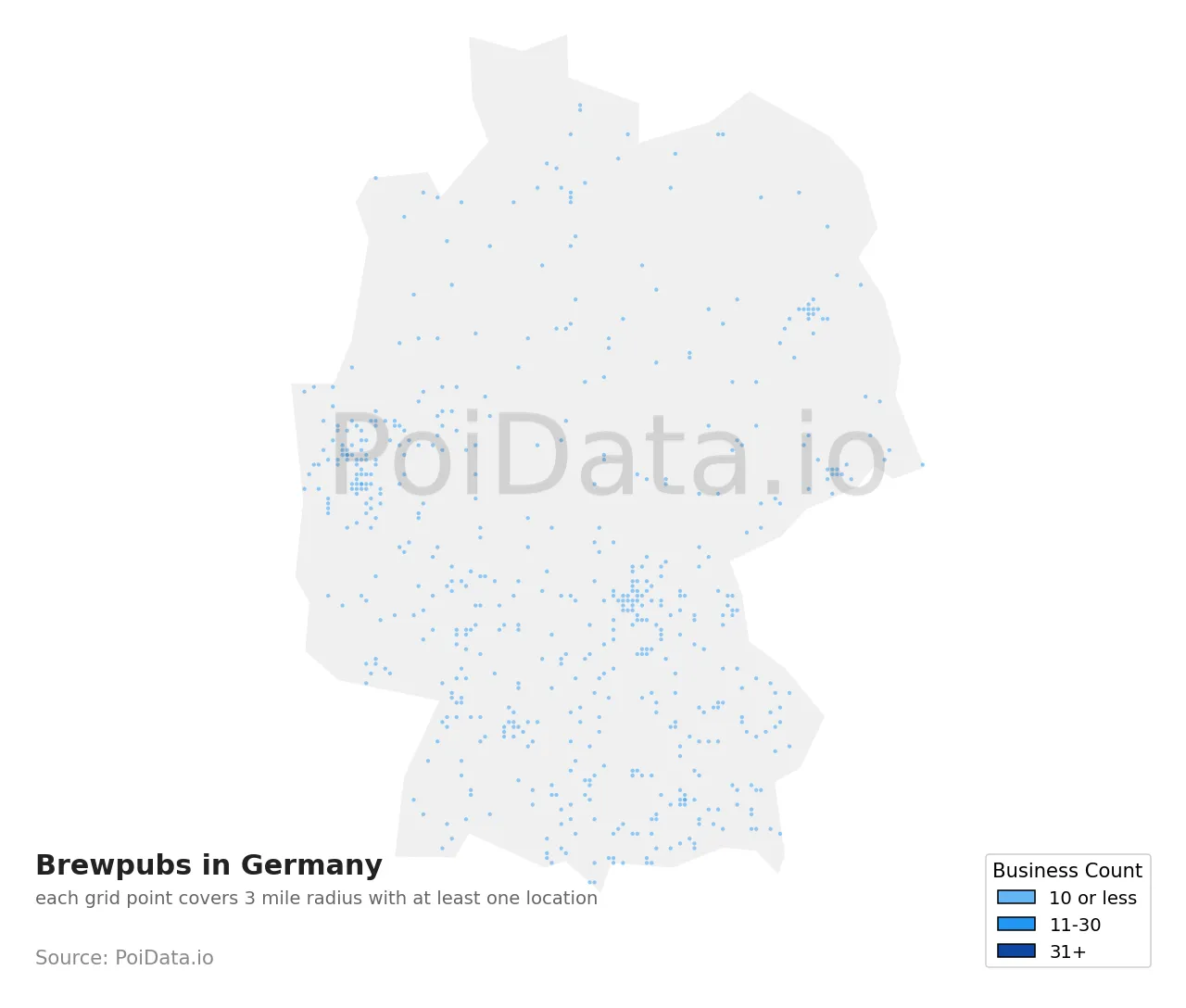 Brewpub density map for Germany