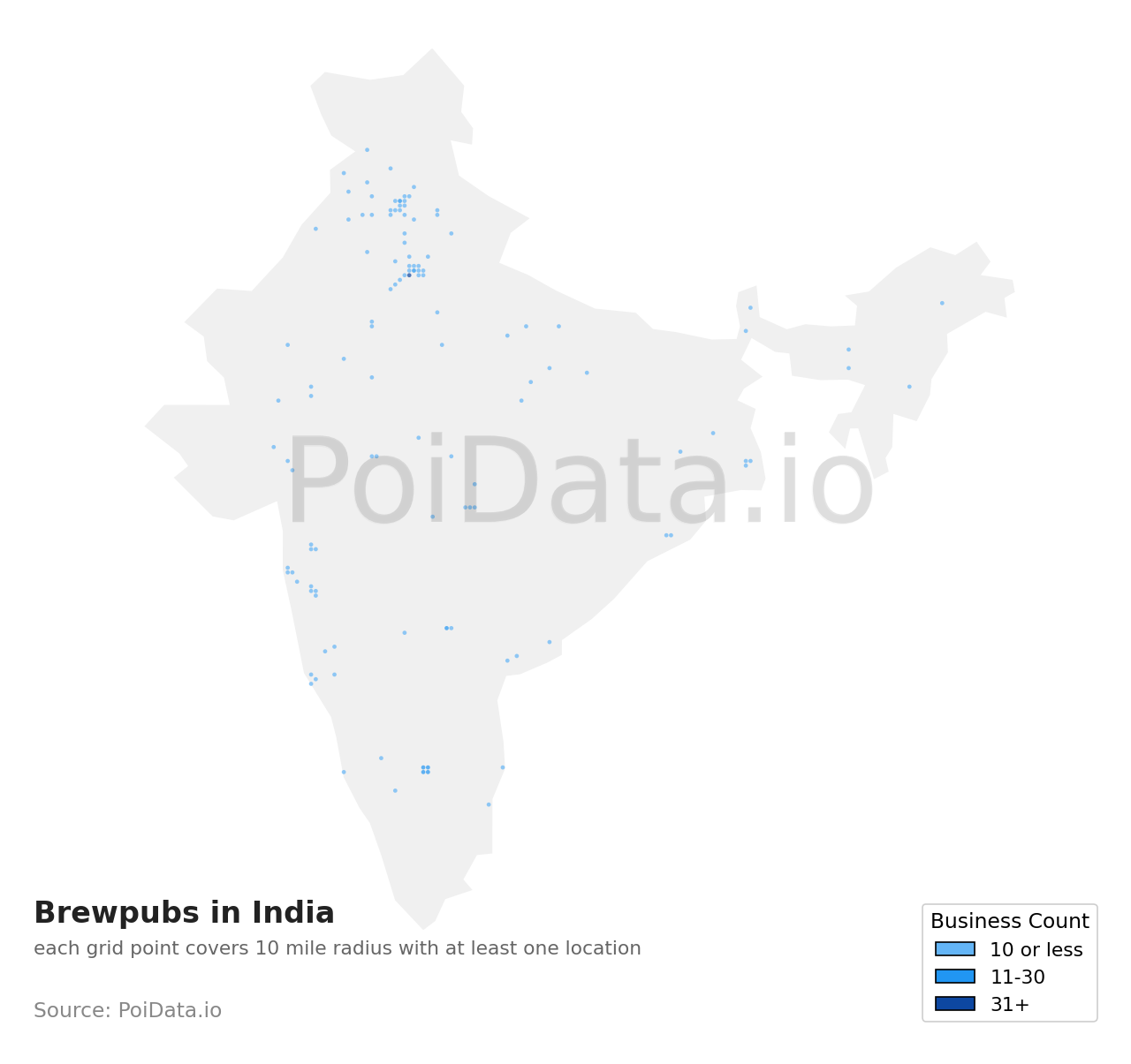Brewpub density map for India