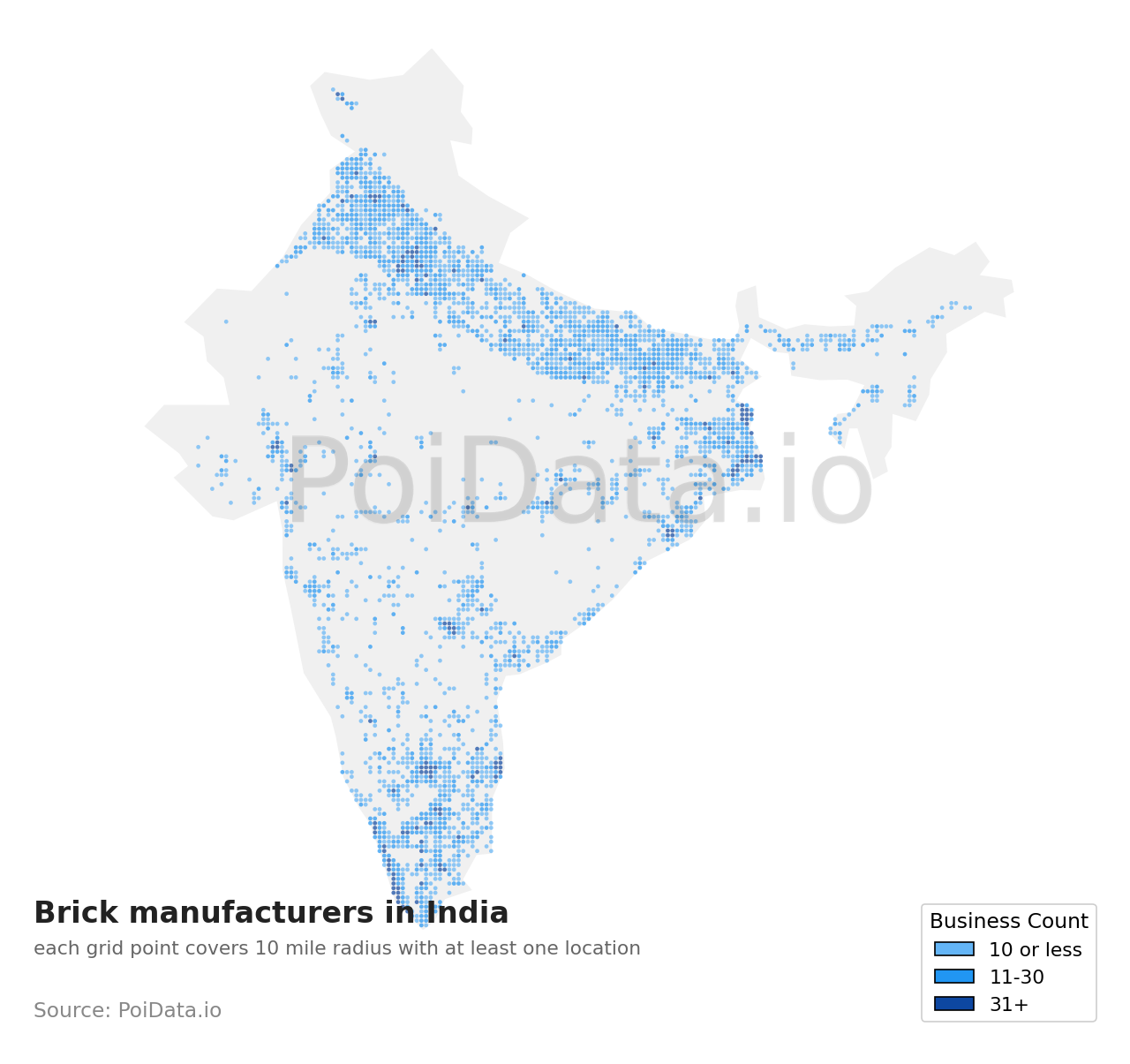 Brick manufacturer density map for India