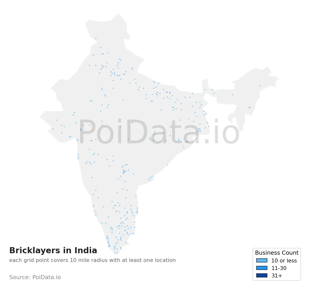 Bricklayer density map for India