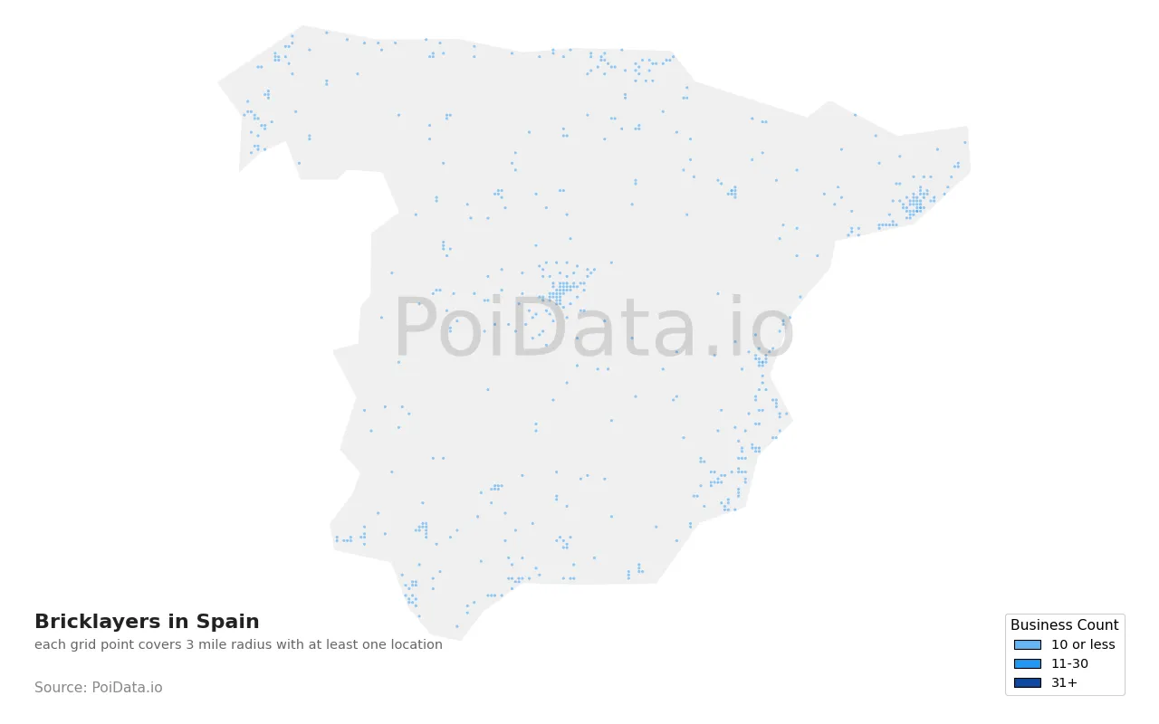 Bricklayer density map for Spain