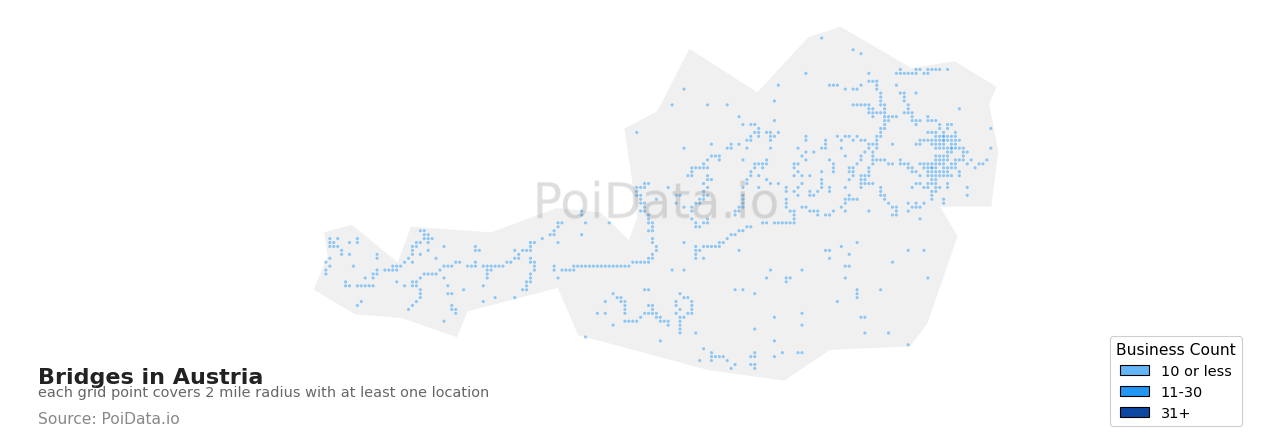 Bridge density map for Austria