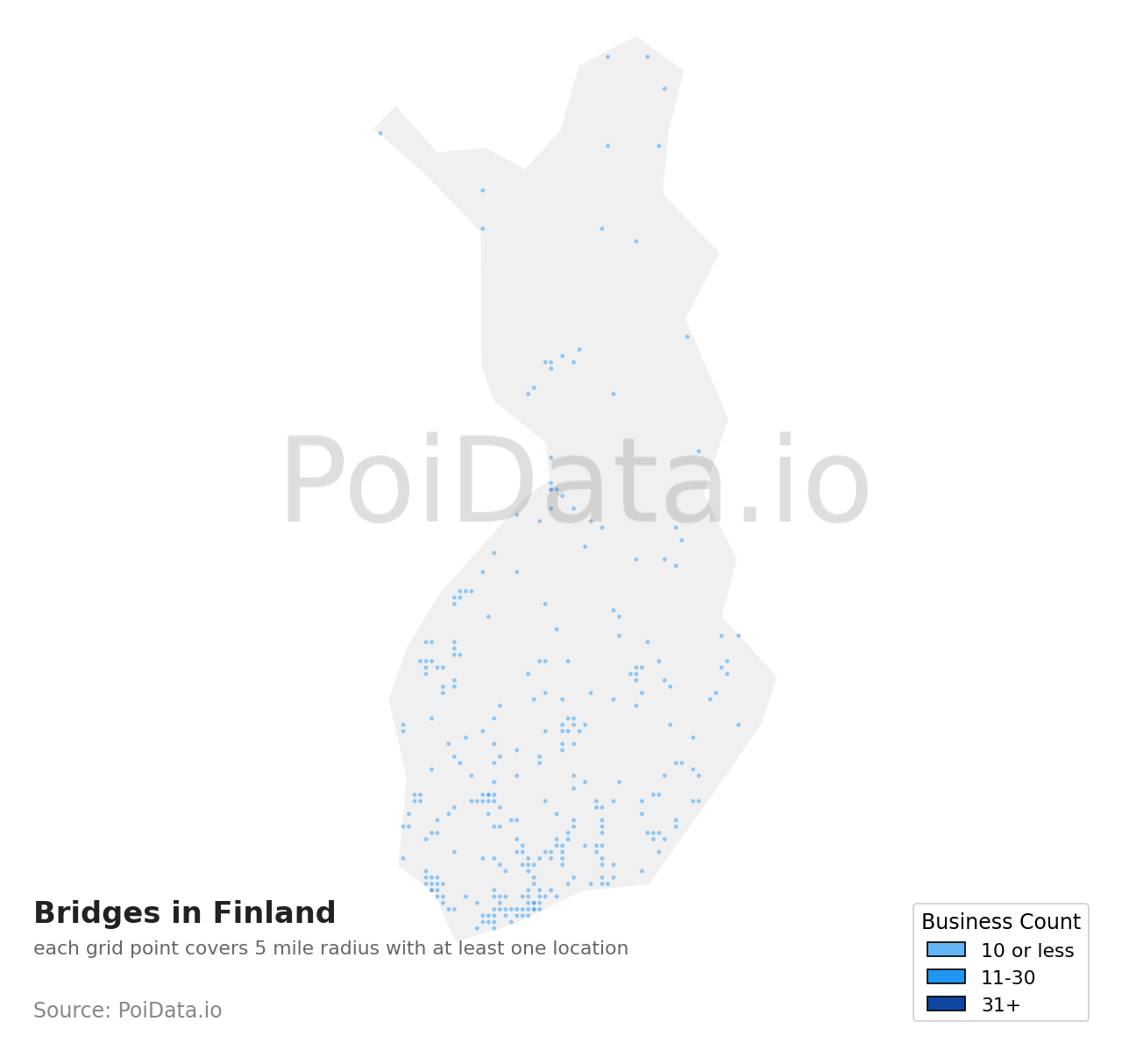 Bridge density map for Finland