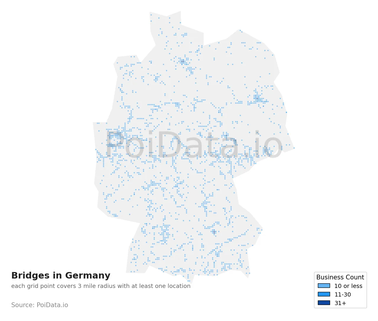 Bridge density map for Germany