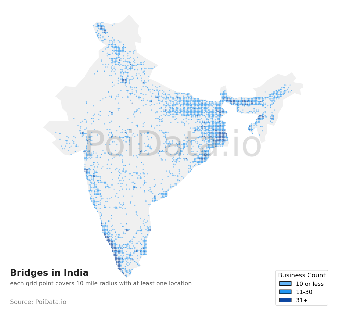 Bridge density map for India