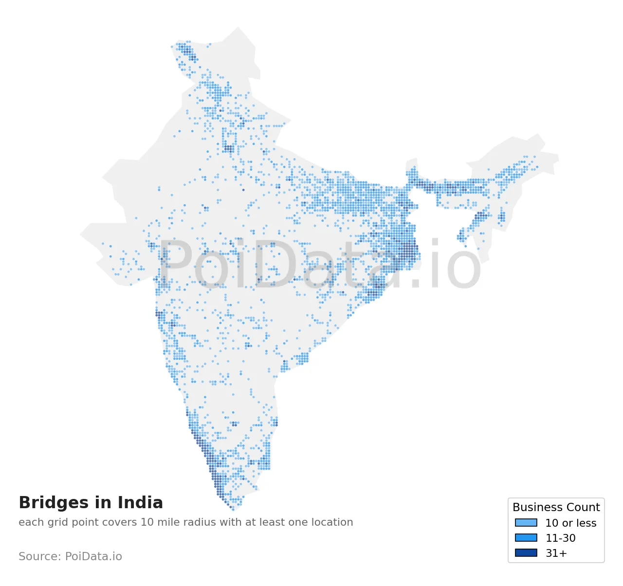 Bridge density map for India
