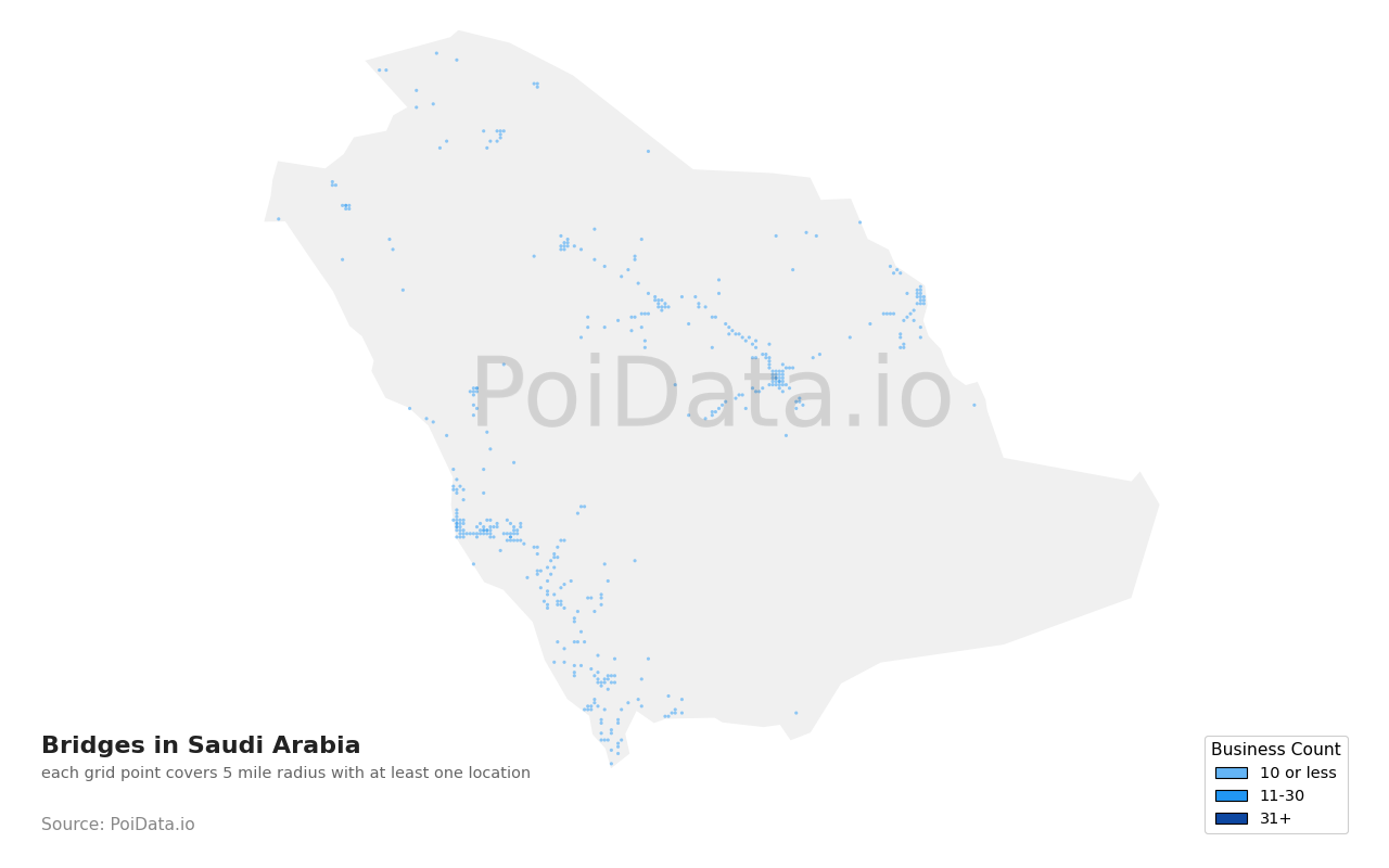 Bridge density map for Saudi Arabia