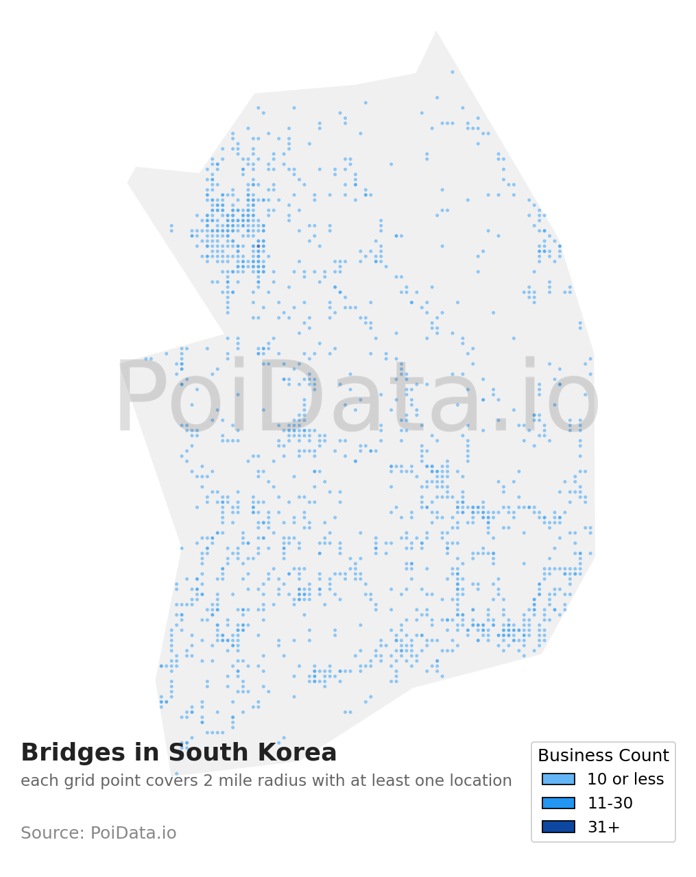 Bridge density map for South Korea