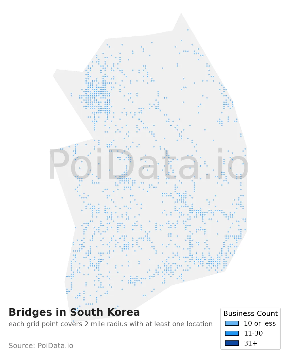 Bridge density map for South Korea