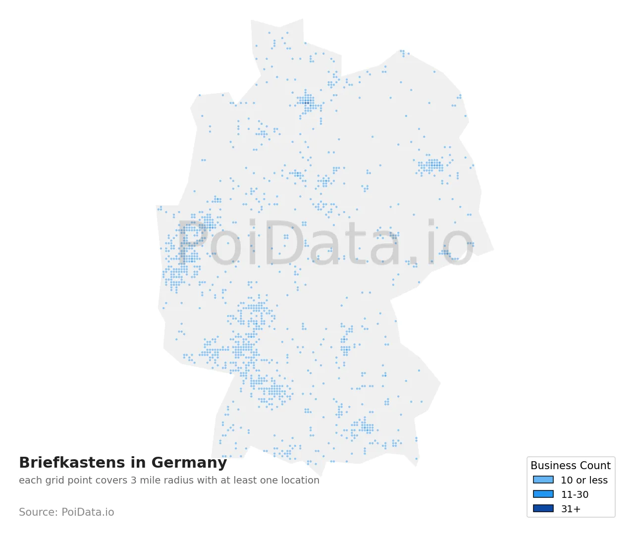 Briefkasten density map for Germany