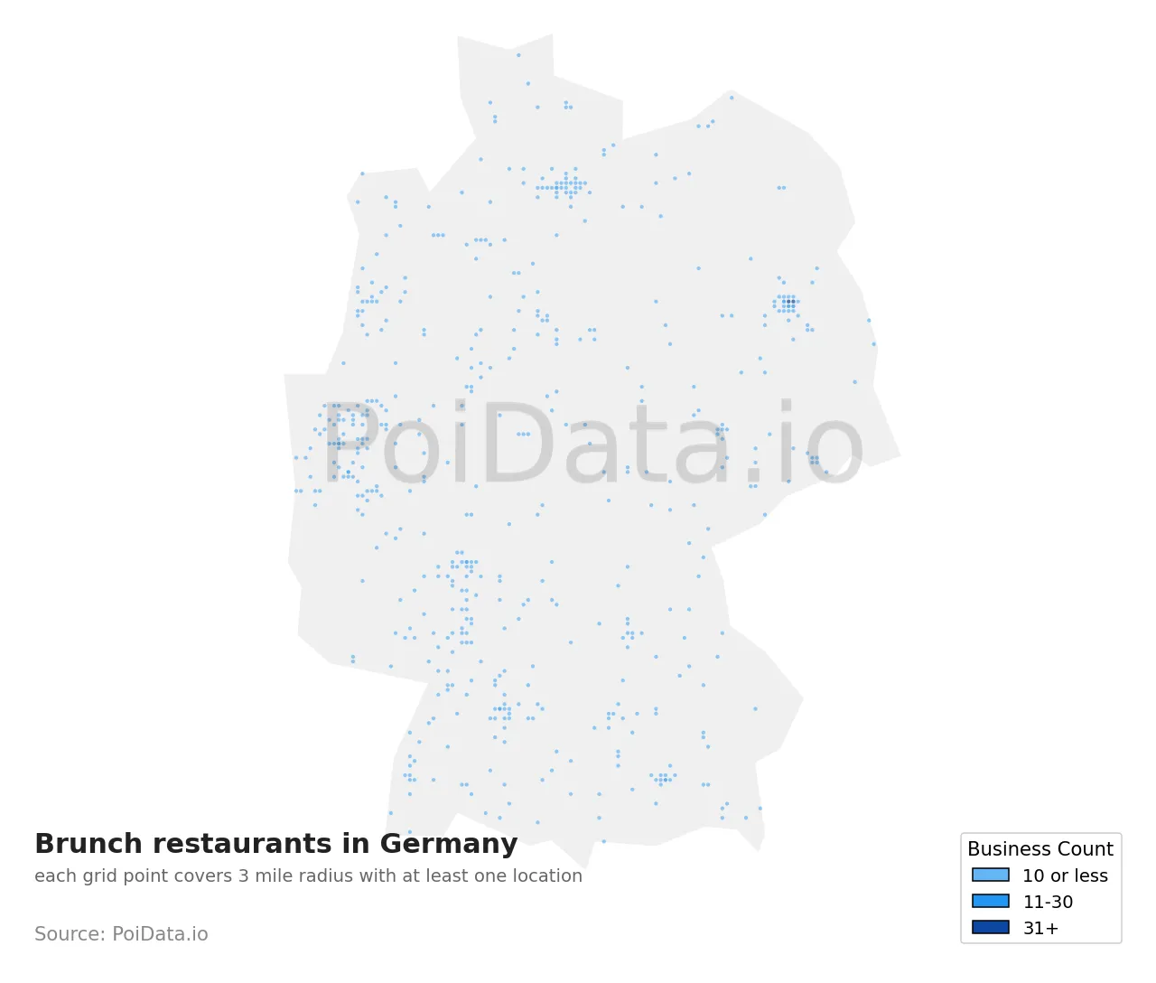 Brunch restaurant density map for Germany