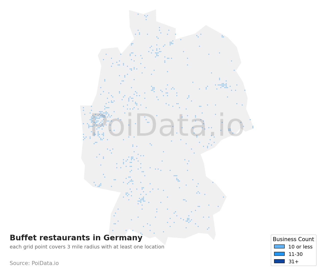 Buffet restaurant density map for Germany