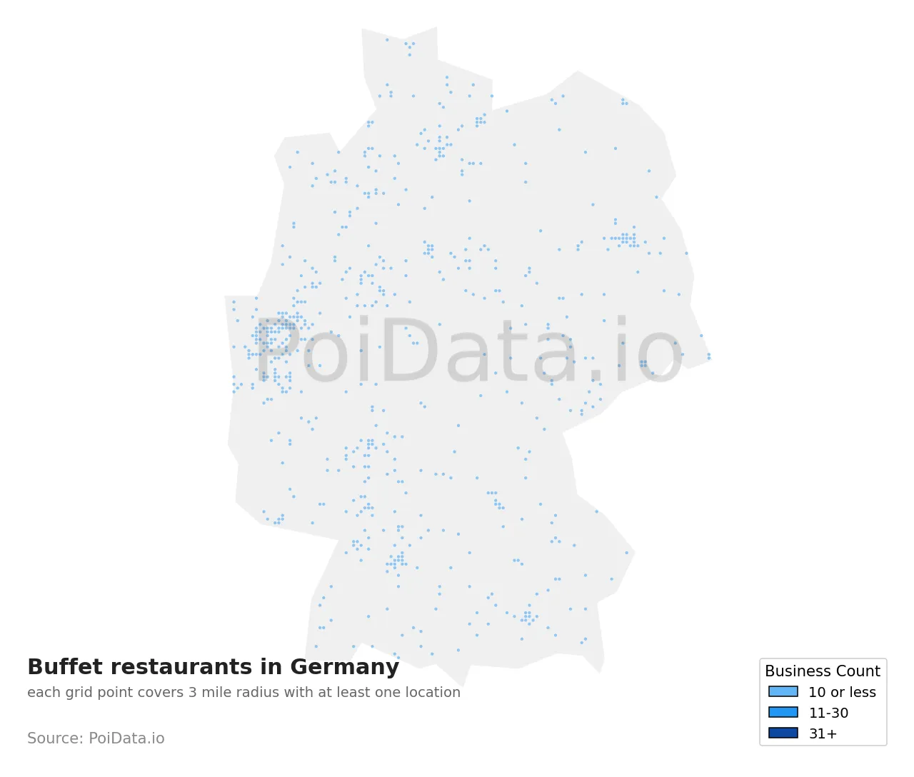 Buffet restaurant density map for Germany