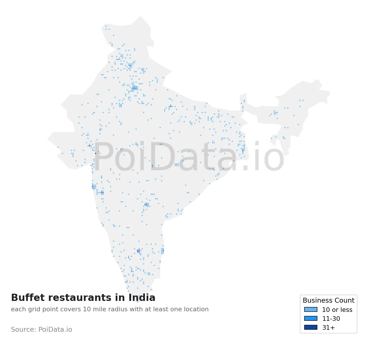 Buffet restaurant density map for India