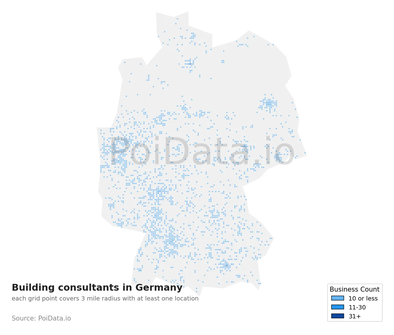 Building consultant density map for Germany
