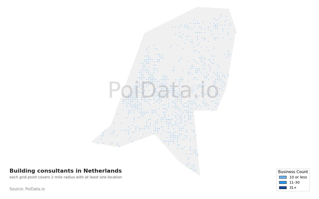 Building consultant density map for Netherlands