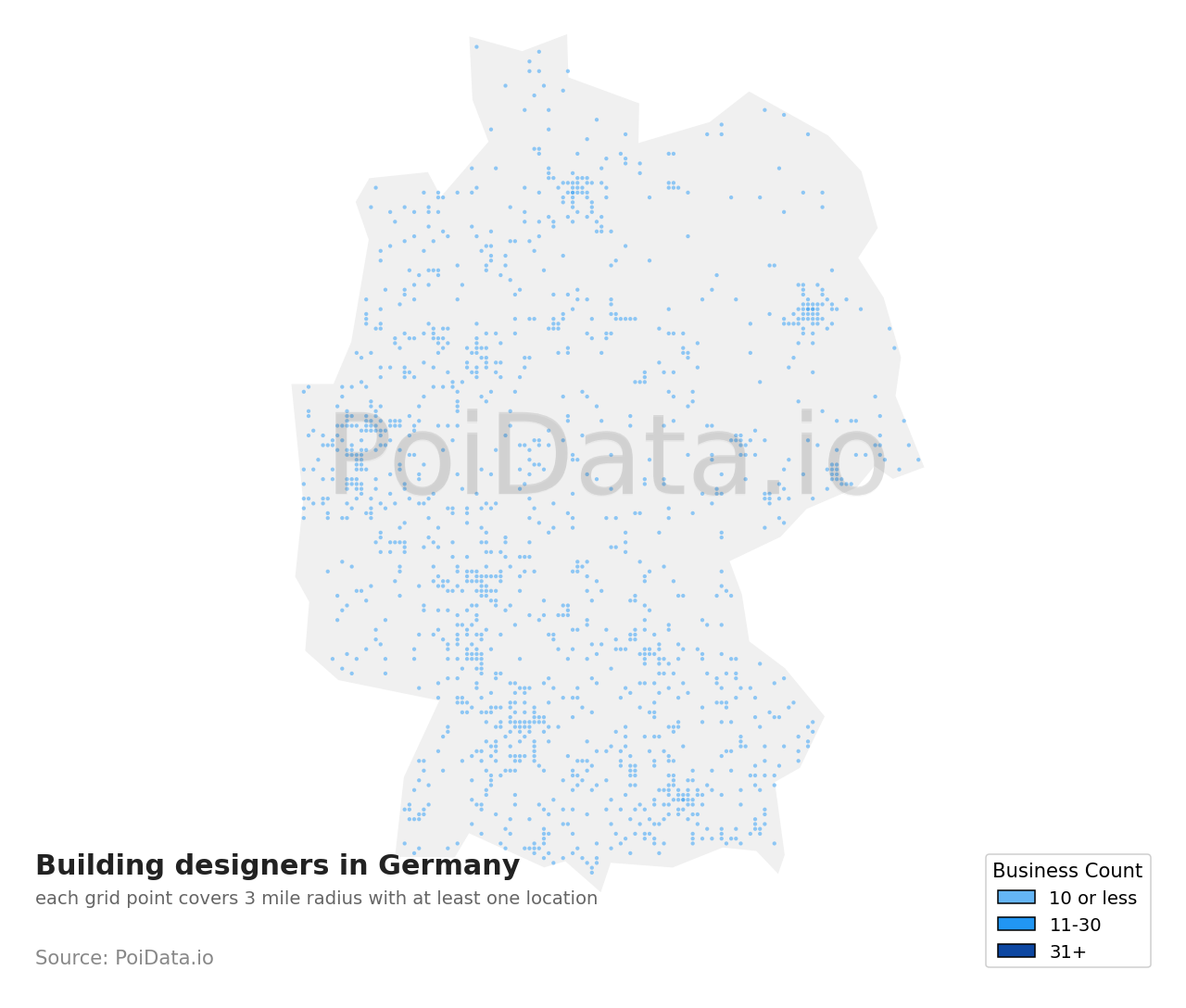 Building designer density map for Germany