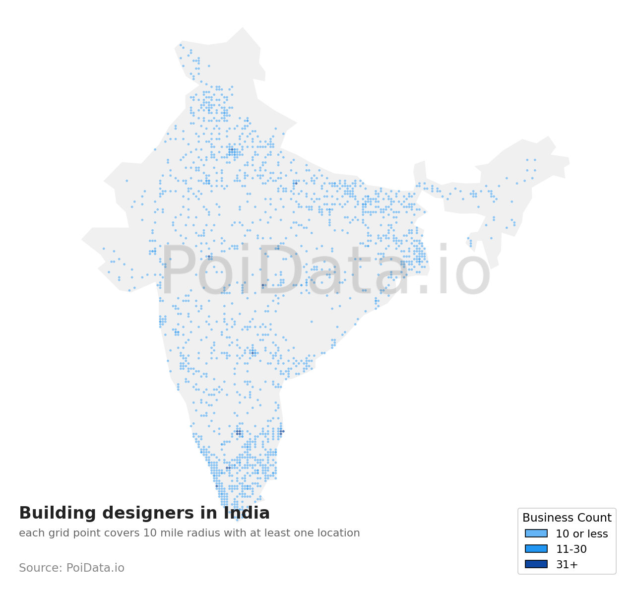 Building designer density map for India