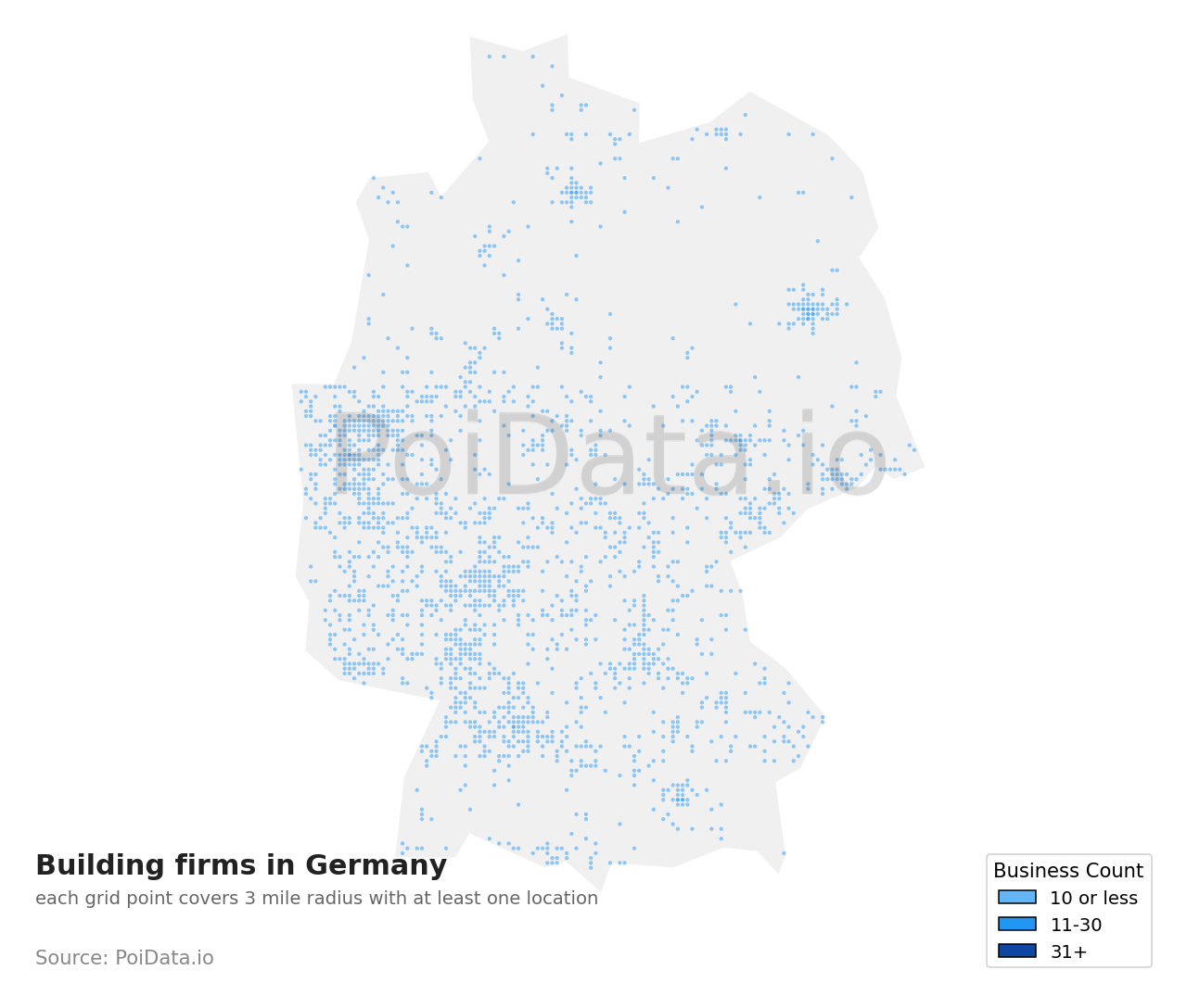 Building firm density map for Germany
