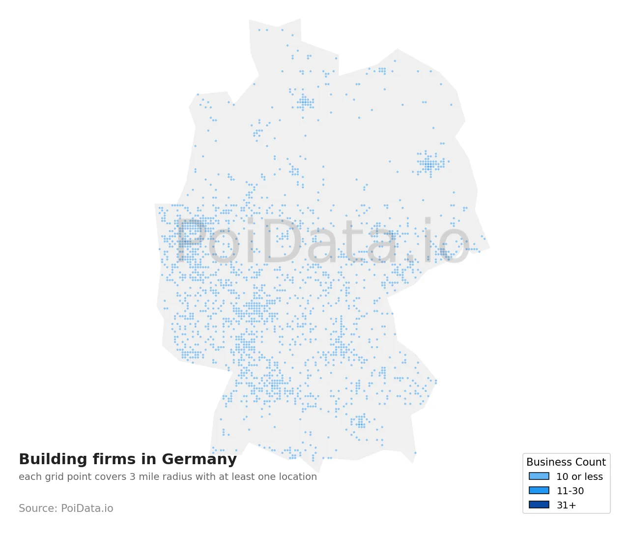 Building firm density map for Germany