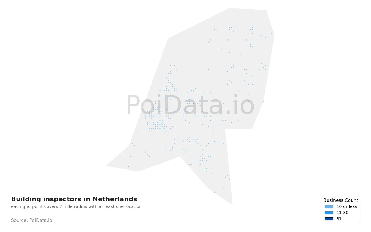 Building inspector density map for Netherlands