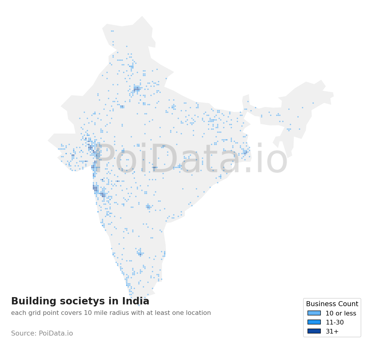Building society density map for India