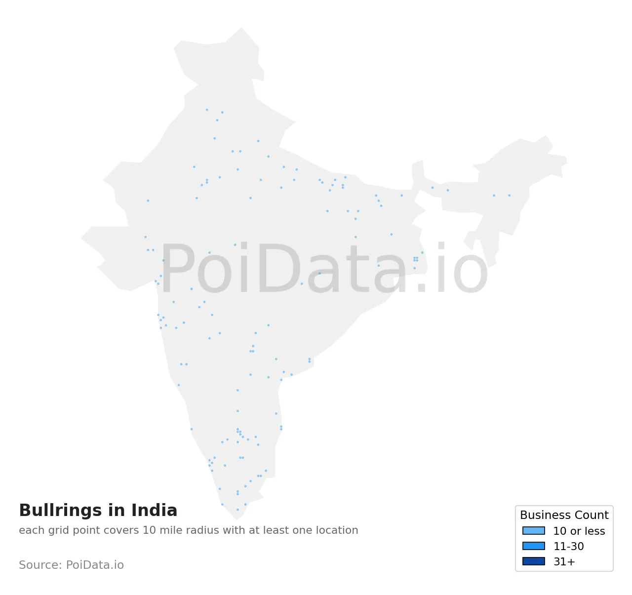 Bullring density map for India