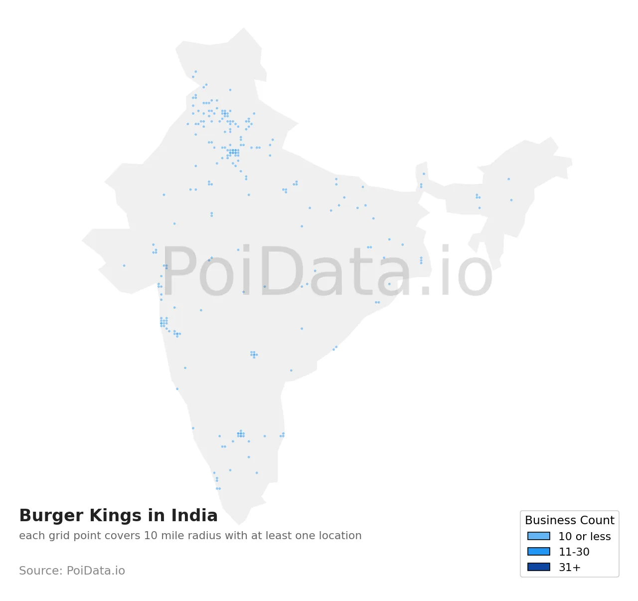 Burger King density map for India
