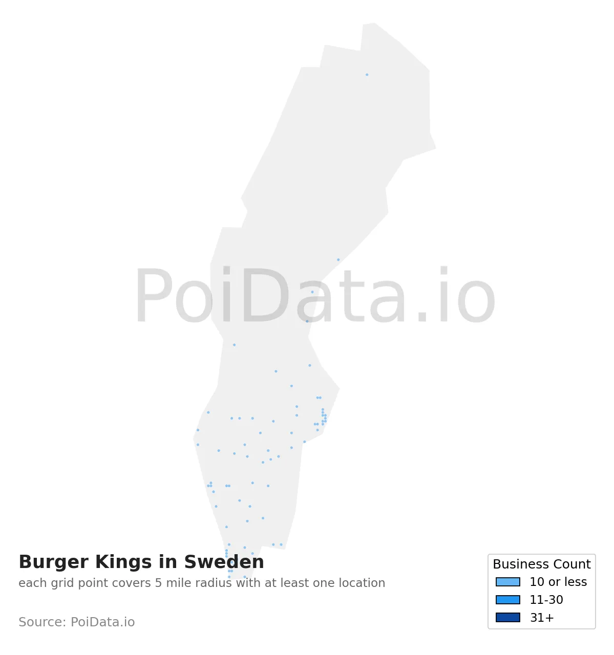 Burger King density map for Sweden