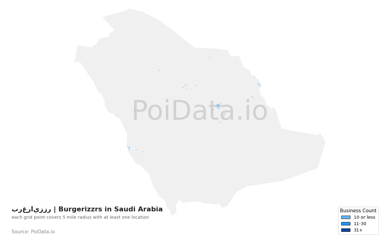 برغرايززر | Burgerizzr density map for Saudi Arabia
